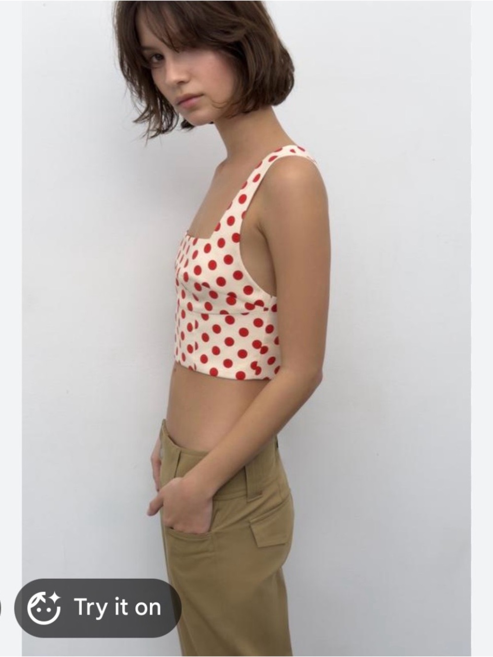 Zara NEW Red Polka Dot Crop Top Size S